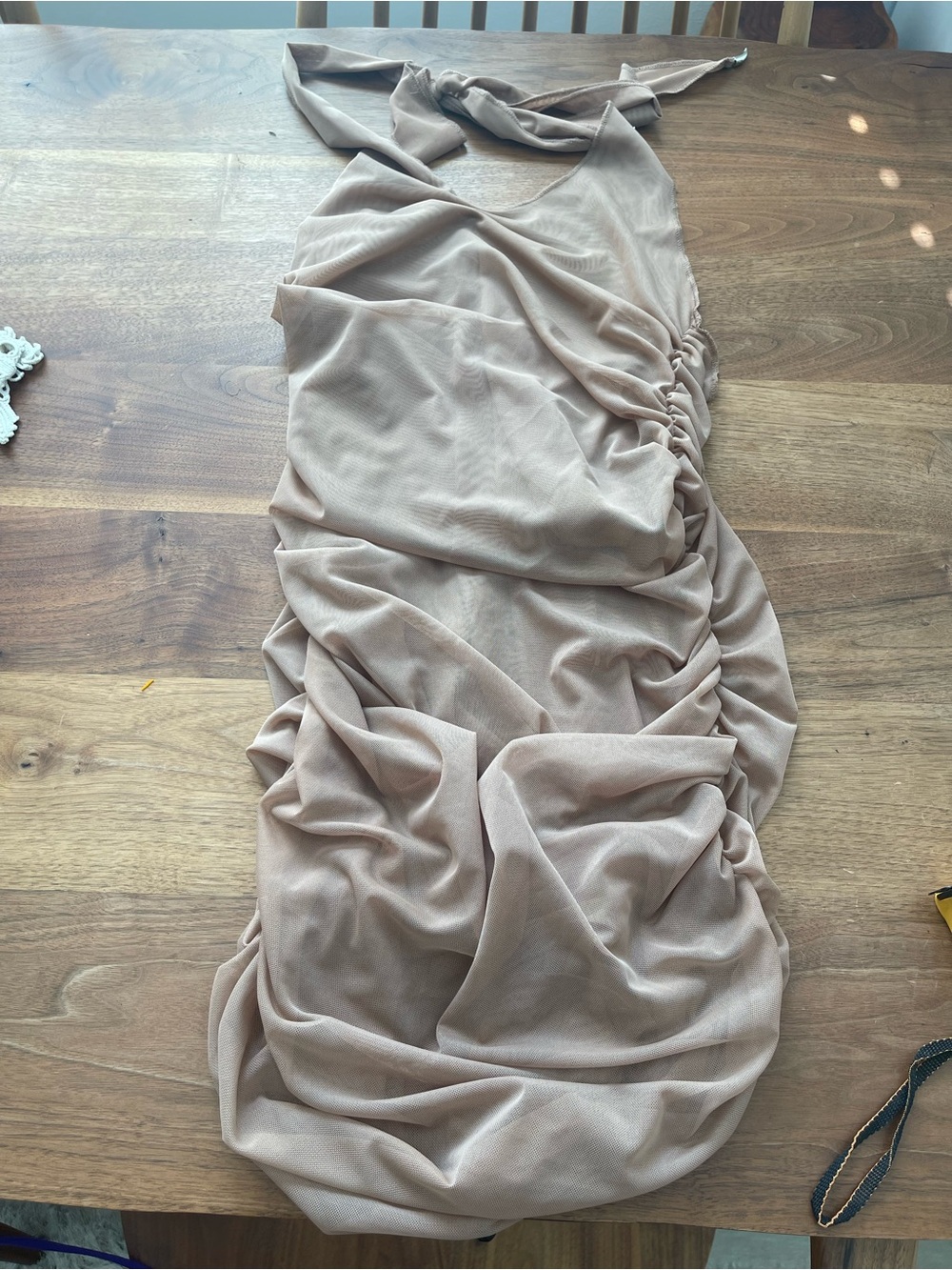 Mini Halter Dress in Nude